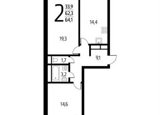 Продажа двухкомнатной квартиры, 64.1 м2, Москва, СНТ Родник, 203