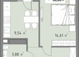 Продается 1-комнатная квартира, 36.8 м2, Краснодар