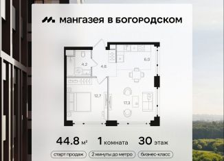 1-ком. квартира на продажу, 44.8 м2, Москва