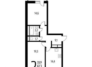 Продаю двухкомнатную квартиру, 64.1 м2, Москва, СНТ Родник, 203