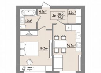 Продается 1-комнатная квартира, 44.7 м2, село Ямное, улица Графа Орлова