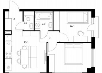 Продам 2-комнатную квартиру, 46.2 м2, Москва, метро Кунцевская