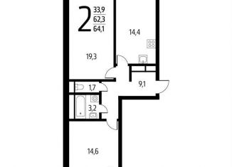 Продам двухкомнатную квартиру, 64.1 м2, Москва, СНТ Родник, 203