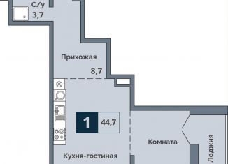 Продам 1-комнатную квартиру, 44.7 м2, Курган, жилой район Центральный