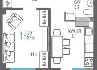Продаю квартиру студию, 37.5 м2, Бахчисарай