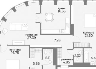 Продам 3-ком. квартиру, 112 м2, Москва, метро Краснопресненская