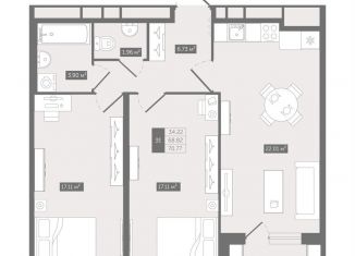 Продается двухкомнатная квартира, 70.8 м2, деревня Новое Девяткино