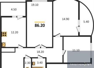 Продам 3-комнатную квартиру, 86.2 м2, Воронеж, ЖК Высота, Краснознамённая улица, 57/4