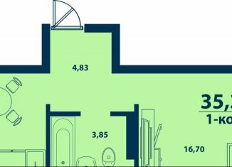 Продам однокомнатную квартиру, 35.4 м2, деревня Ветошниково