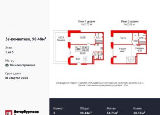 Продаю двухкомнатную квартиру, 98.5 м2, Санкт-Петербург, Василеостровский район