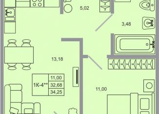 Продаю 1-ком. квартиру, 34.3 м2, поселок Бугры, ЖК Новые Горизонты