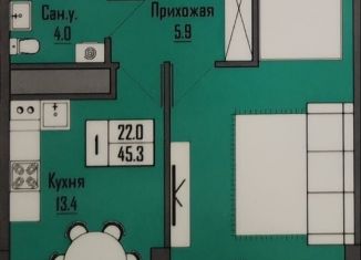 Продам 1-ком. квартиру, 45 м2, Чегем, улица имени М.В. Сижажева, 8