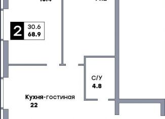 Продам двухкомнатную квартиру, 68.9 м2, Самара, метро Московская