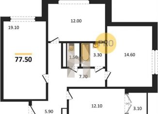 Трехкомнатная квартира на продажу, 77.5 м2, посёлок Отрадное, Весенняя улица, 2