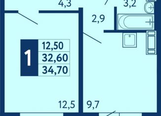 Продам 1-комнатную квартиру, 34.7 м2, Уфа, ЖК Новая Дёма