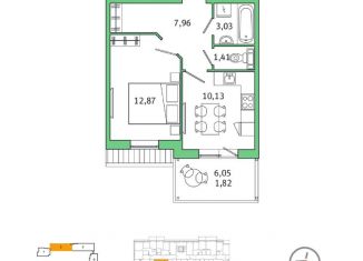 Продажа 1-ком. квартиры, 41.5 м2, Колпино, Понтонная улица, 7к1