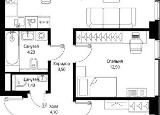 Двухкомнатная квартира на продажу, 62.1 м2, Москва, станция Тушинская