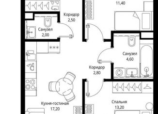 Продается двухкомнатная квартира, 59.2 м2, Москва, станция Тушинская