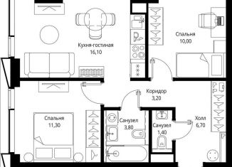 Продажа 2-ком. квартиры, 52.5 м2, Москва, станция Тушинская