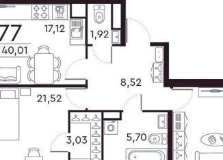 Продается 2-комнатная квартира, 76.3 м2, Санкт-Петербург, Петровский проспект, 22к2, ЖК Фамилия