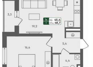 Продам 1-комнатную квартиру, 48.7 м2, Тверская область, село Пушкино, 1