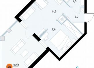 Продаю однокомнатную квартиру, 50.8 м2, Крым