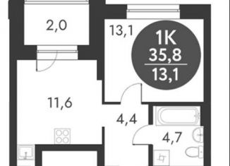 Продажа 1-комнатной квартиры, 35.8 м2, Новосибирск, метро Золотая Нива