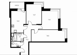 Продажа 3-ком. квартиры, 83.1 м2, Щёлково, Центральная улица, 71к2