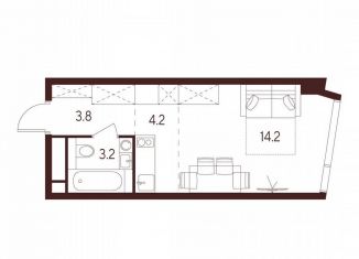 Продам квартиру студию, 25.4 м2, Москва, станция Зорге