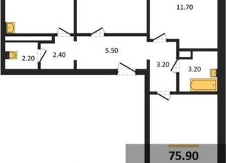 3-ком. квартира на продажу, 75.9 м2, Воронеж, улица Шидловского, 22, Левобережный район