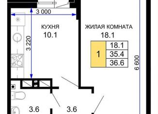 Продается 1-ком. квартира, 36.6 м2, Краснодар, улица Лётчика Позднякова, 2к20, ЖК Дыхание