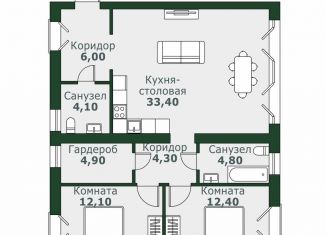 2-комнатная квартира на продажу, 84.1 м2, посёлок Западный, Спортивная улица, 1