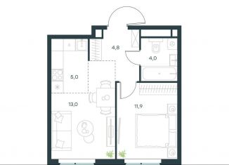 Продаю 2-комнатную квартиру, 38.7 м2, Москва, метро Аминьевская