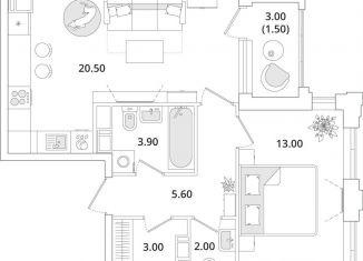 Продам 1-ком. квартиру, 49.3 м2, Санкт-Петербург, Планерная улица, 99