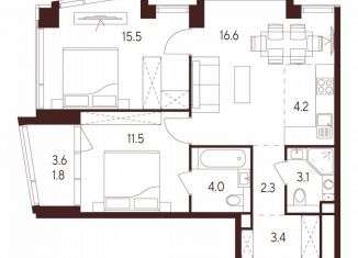 Продажа 2-ком. квартиры, 62.4 м2, Москва, станция Зорге