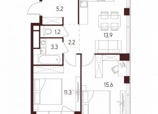 Продажа 2-комнатной квартиры, 54 м2, Москва, станция Зорге