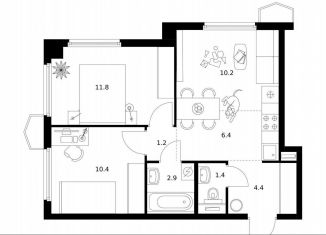 Продам 2-комнатную квартиру, 48.7 м2, Москва, метро Беломорская