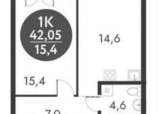 Продам 1-ком. квартиру, 42.1 м2, Новосибирск, метро Золотая Нива, 2-я улица Марата