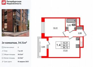 Продаю однокомнатную квартиру, 34.3 м2, Санкт-Петербург, муниципальный округ Новоизмайловское, 1-й Предпортовый проезд, 1