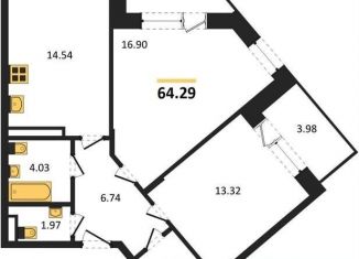 Продается двухкомнатная квартира, 64.3 м2, Воронеж, Коминтерновский район