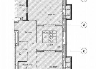 Продам двухкомнатную квартиру, 58.5 м2, Москва, Бульвар Рокоссовского, Тагильская улица, 6/5