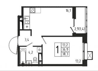 Продажа 1-ком. квартиры, 38.3 м2, Химки