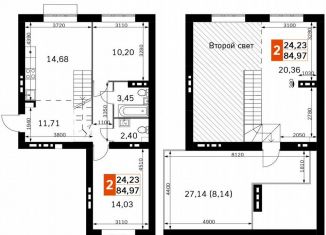 Продажа двухкомнатной квартиры, 85 м2, деревня Митькино