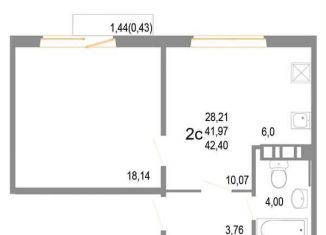 Продается 2-комнатная квартира, 43 м2, Челябинск, Советский район, улица Блюхера, 123И