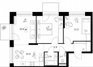 Продажа 2-комнатной квартиры, 56.2 м2, Зеленоград