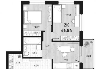 Продается 2-ком. квартира, 46.8 м2, Новосибирск, метро Студенческая, Пермская улица, 12к2