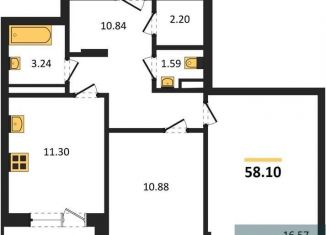 Продажа двухкомнатной квартиры, 58.1 м2, Воронеж, Коминтерновский район