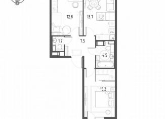 Продажа 2-ком. квартиры, 57.7 м2, Омск, микрорайон Зелёная Река, 1