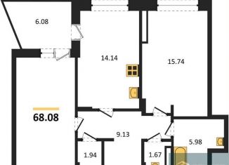 Продаю 2-ком. квартиру, 68.1 м2, Воронеж, Коминтерновский район