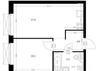 Продажа 1-ком. квартиры, 35.5 м2, Татарстан, жилой комплекс Сиберово, 1